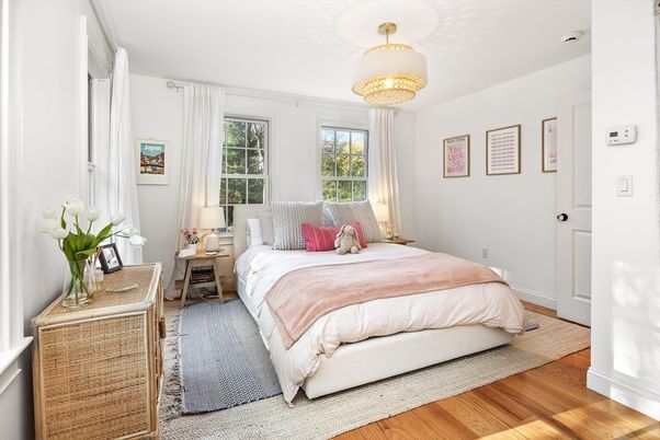 Bedroom, Chandelier, Interior, Wood Texture Flooring