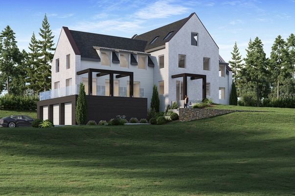 Attached, Backyard, Exterior, Facade, Farmhouse