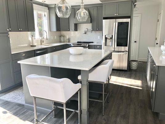 Interior, Kitchen, Pendant Lights, Stainless Steel Appliances, Wood Texture Flooring