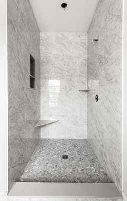 Bathroom, Glass Shower, Interior, Marble Walls