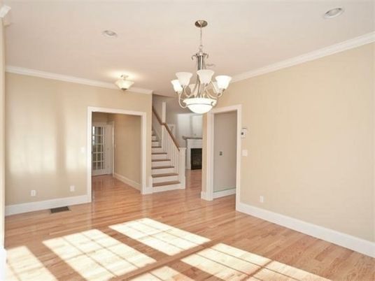 Chandelier, Empty room, Interior, Wood Texture Flooring
