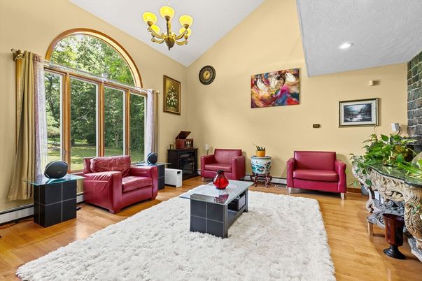 Chandelier, Interior, Living room, Recessed Lighting, Wood Texture Flooring