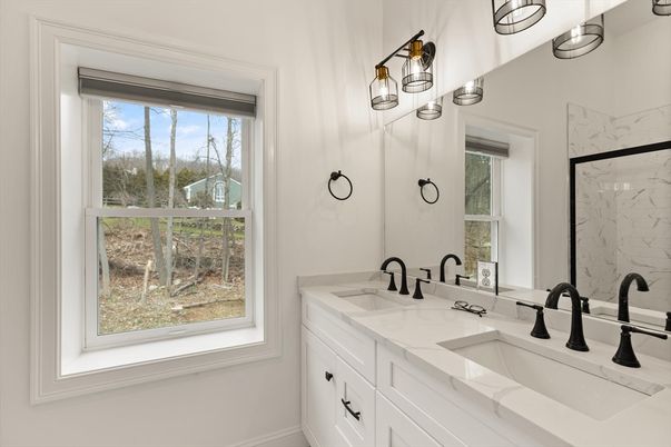 Bathroom, Dual Sink Vanities, Interior, Marble Walls