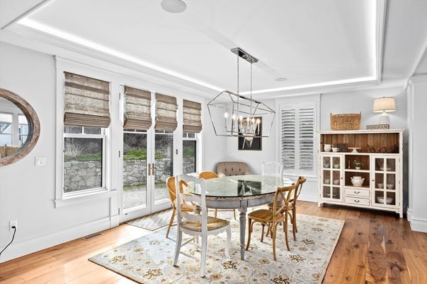 Chandelier, Dining room, Interior, Pendant Lights, Wood Texture Flooring