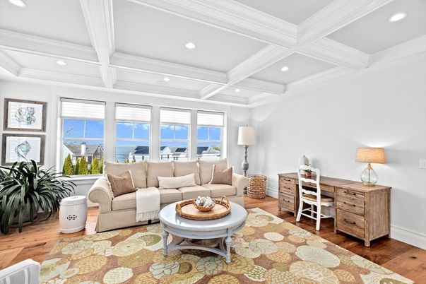 Home Office, Interior, Living room, Recessed Lighting, Water, Wood Texture Flooring