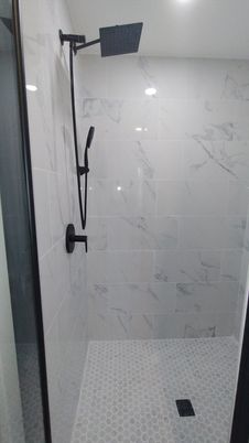 Bathroom, Glass Shower, Interior, Marble Walls