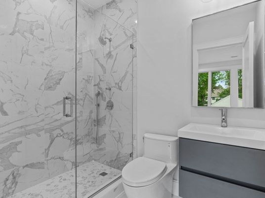 Bathroom, Glass Shower, Interior, Marble Walls