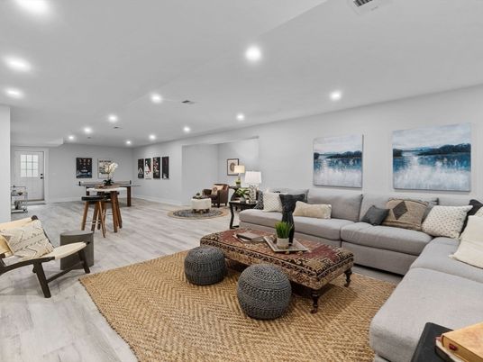 Interior, Living room, Recessed Lighting, Wood Texture Flooring
