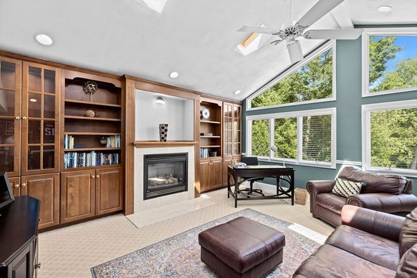Fireplace, Home Office, Interior, Living room, Recessed Lighting