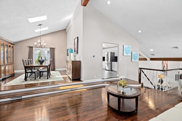 Chandelier, Dining room, Interior, Kitchen, Recessed Lighting, Wood Texture Flooring