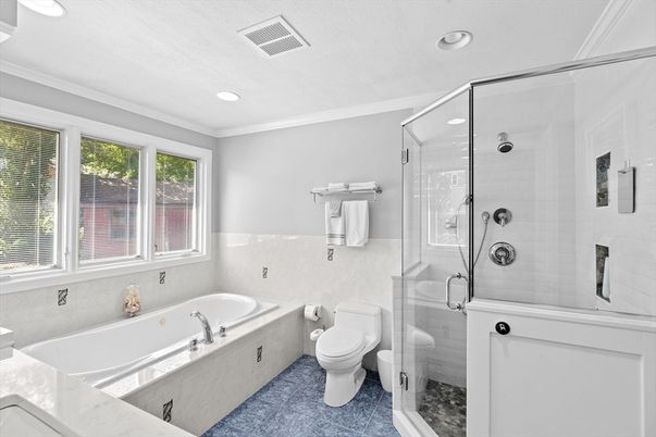 Bathroom, Glass Shower, Interior, Recessed Lighting
