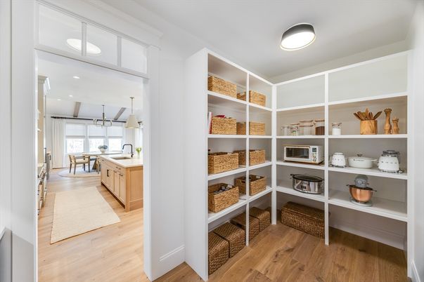 Dining room, Interior, Pendant Lights, Recessed Lighting, Wood Texture Flooring