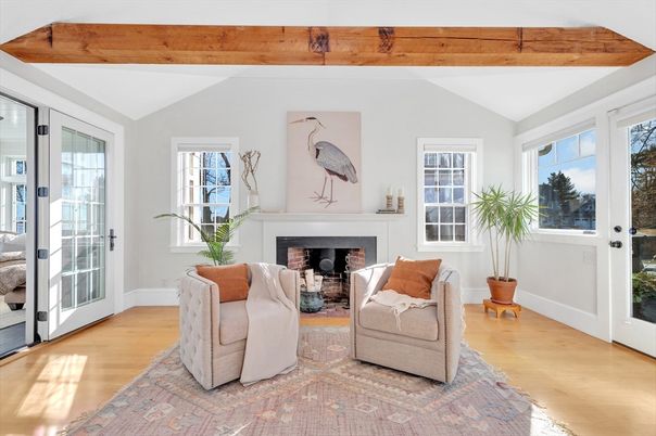 Fireplace, Interior, Living room, Wooden Beams, Wood Texture Flooring