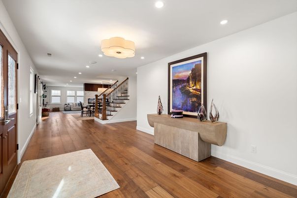 Dining room, Interior, Recessed Lighting, Wood Texture Flooring