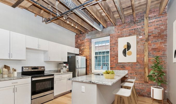Interior, Kitchen, Stainless Steel Appliances, Stone Walls, Wooden Beams, Wooden Ceilings, Wood Texture Flooring