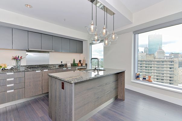 Interior, Kitchen, Pendant Lights, Recessed Lighting, Wood Texture Flooring