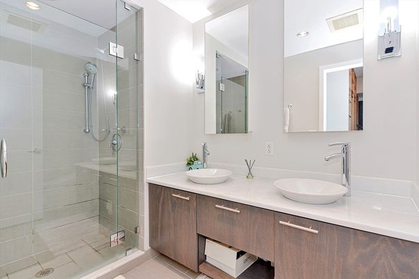 Bathroom, Dual Sink Vanities, Glass Shower, Interior, Recessed Lighting