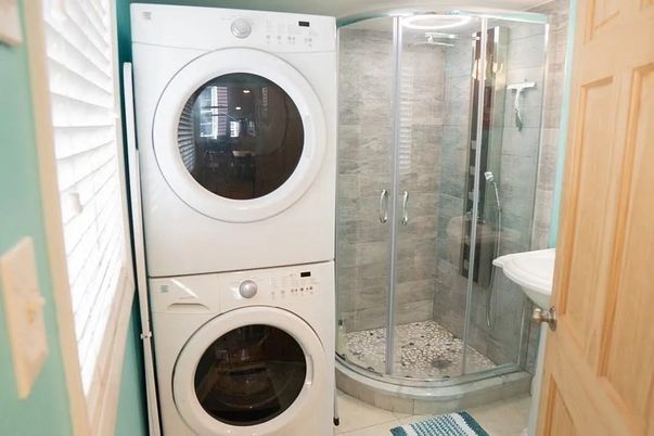 Bathroom, Glass Shower, Interior, Utility Closets, Washer