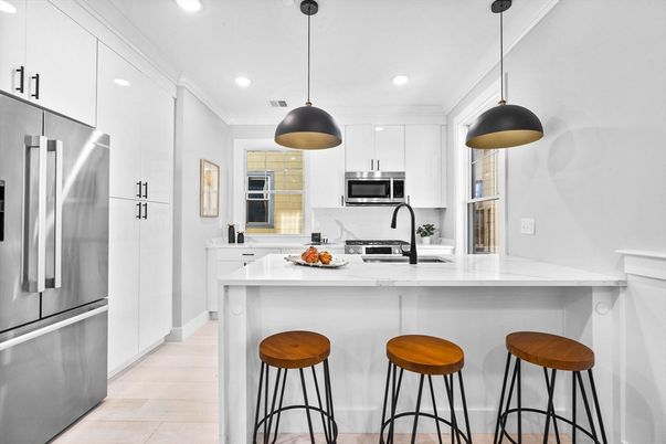 Interior, Kitchen, Pendant Lights, Recessed Lighting, Stainless Steel Appliances