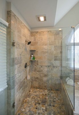 Bathroom, Glass Shower, Interior, Stone Walls