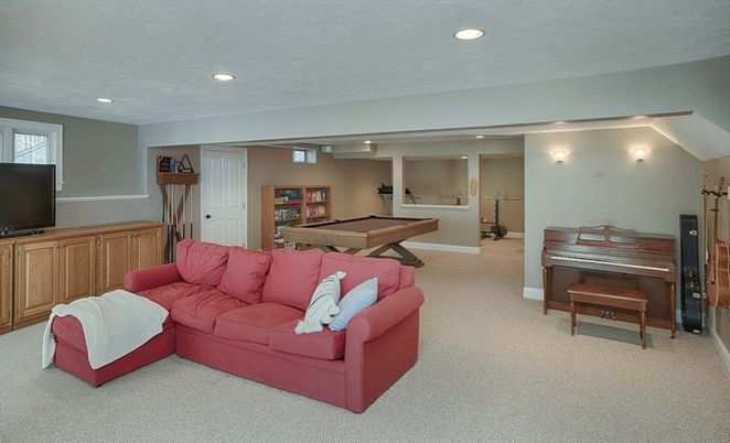 Billiard Table, Game Room, Interior, Living room, Piano, Recessed Lighting