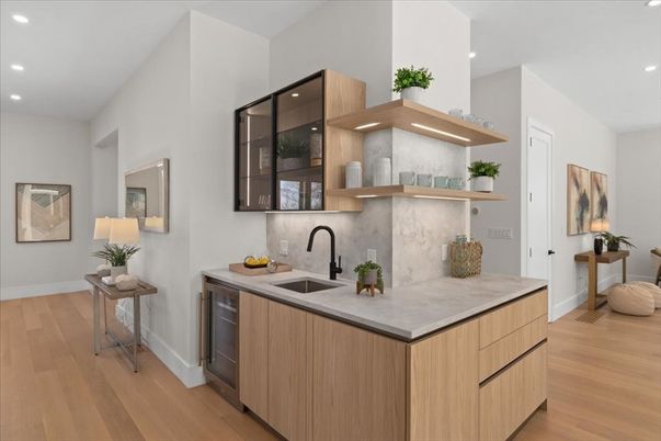 Interior, Kitchen, Recessed Lighting, Wood Texture Flooring