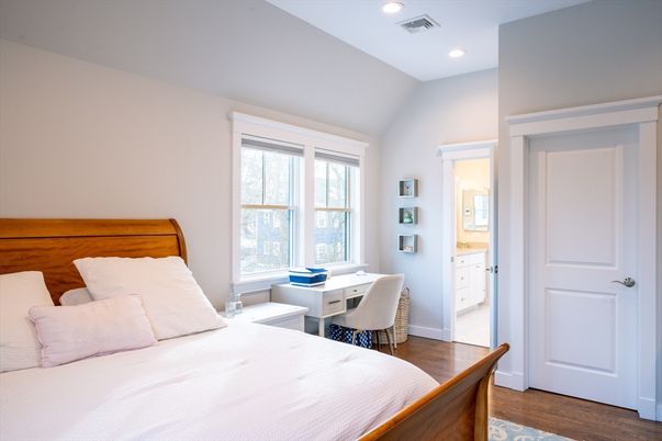 Bedroom, Home Office, Interior, Recessed Lighting, Wood Texture Flooring