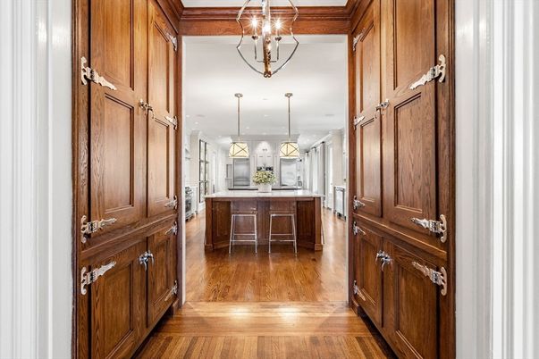 Chandelier, Interior, Kitchen, Pendant Lights, Recessed Lighting, Wood Texture Flooring