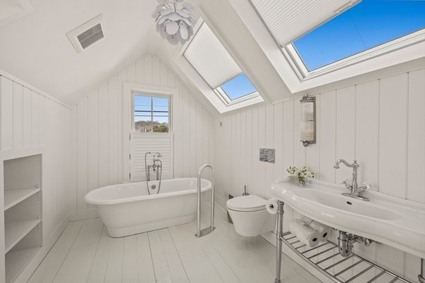 Bathroom, Dual Sink Vanities, Free Standing Baths, Interior, Wood Texture Flooring