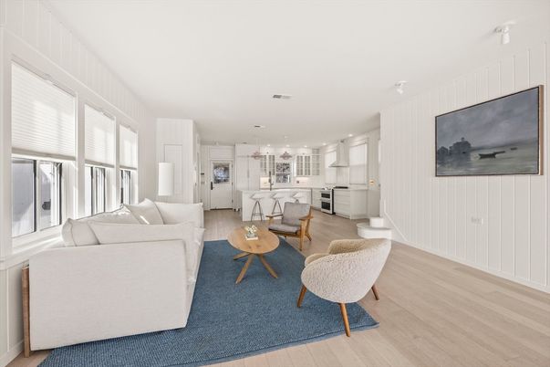 Interior, Kitchen, Living room, Pendant Lights, Recessed Lighting, Wood Texture Flooring