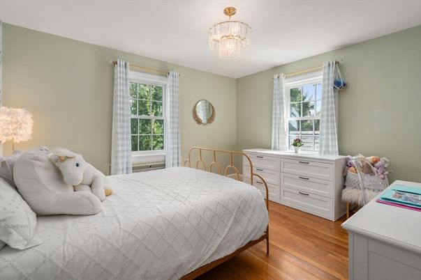 Bedroom, Chandelier, Interior, Wood Texture Flooring