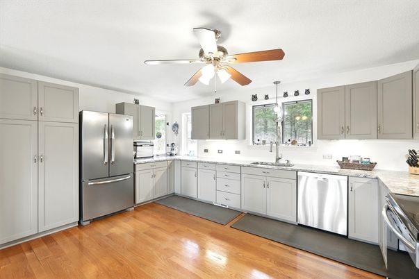 Interior, Kitchen, Stainless Steel Appliances, Wood Texture Flooring