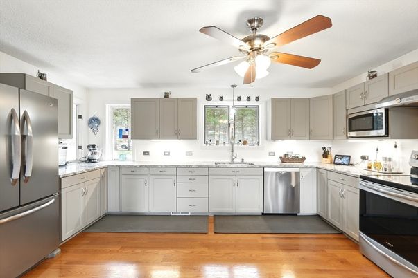 Interior, Kitchen, Stainless Steel Appliances, Wood Texture Flooring