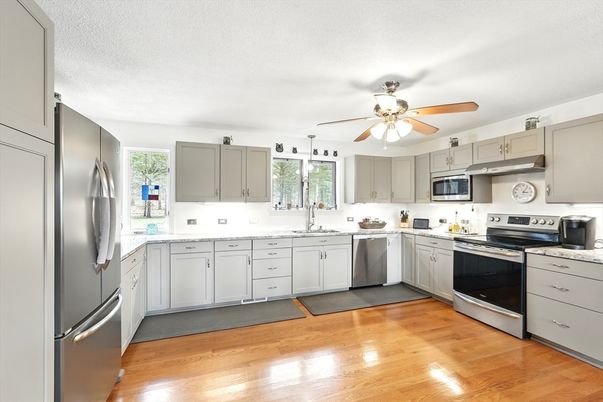 Interior, Kitchen, Stainless Steel Appliances, Wood Texture Flooring