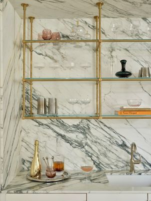 Bathroom, Glass Shower, Interior, Marble Walls