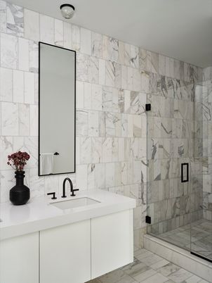 Bathroom, Glass Shower, Interior, Marble, Marble Walls
