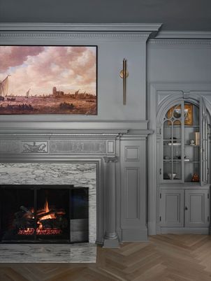 Fireplace, Interior, Wood Texture Flooring