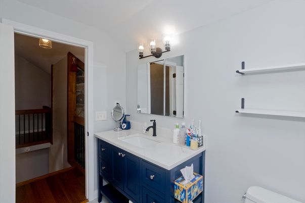 Bathroom, Dual Sink Vanities, Interior, Wood Texture Flooring