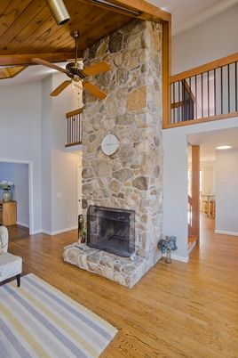 Fireplace, Interior, Stone Walls, Wood Texture Flooring