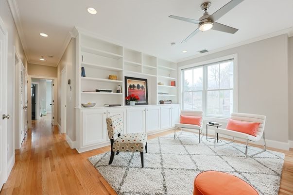 Home Office, Interior, Recessed Lighting, Wood Texture Flooring