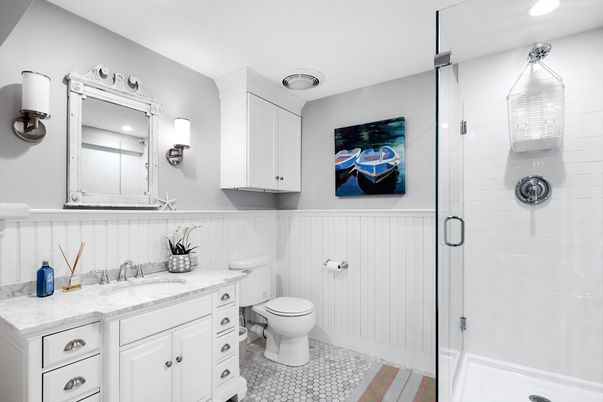 Bathroom, Glass Shower, Interior, Recessed Lighting