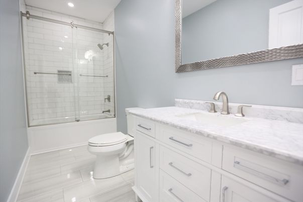 Bathroom, Glass Shower, Interior, Recessed Lighting