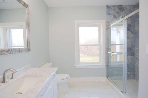 Bathroom, Glass Shower, Interior, Marble Walls