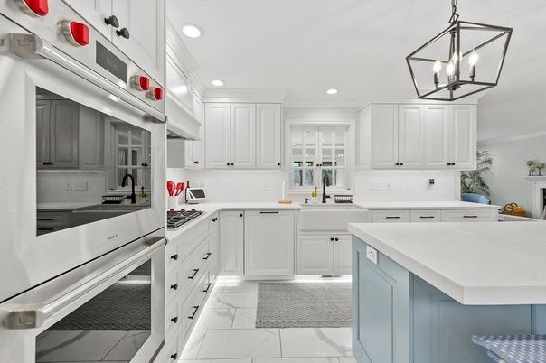 Interior, Kitchen, Marble, Pendant Lights, Recessed Lighting, Stainless Steel Appliances