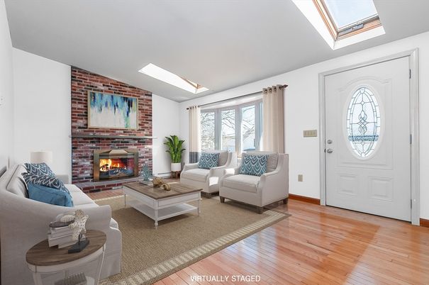 Fireplace, Interior, Living room, Stone Walls, Wood Texture Flooring