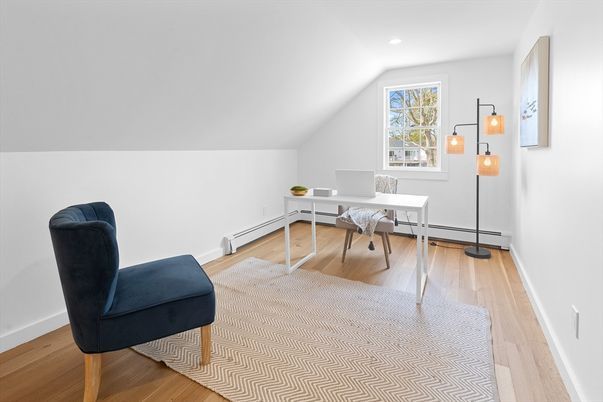Home Office, Interior, Recessed Lighting, Wood Texture Flooring
