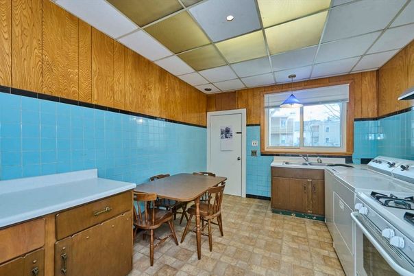 Dining room, Interior, Kitchen, Pendant Lights, Wooden Walls