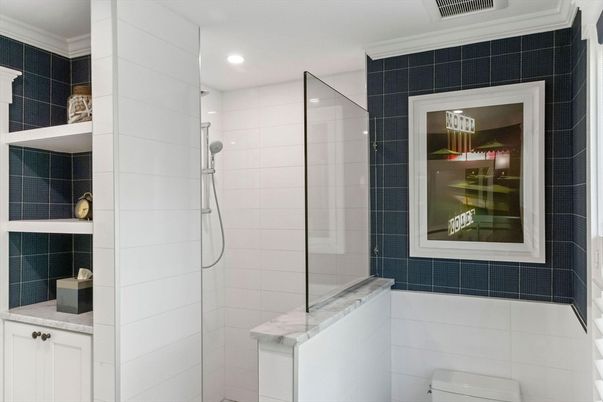 Bathroom, Glass Shower, Interior, Recessed Lighting