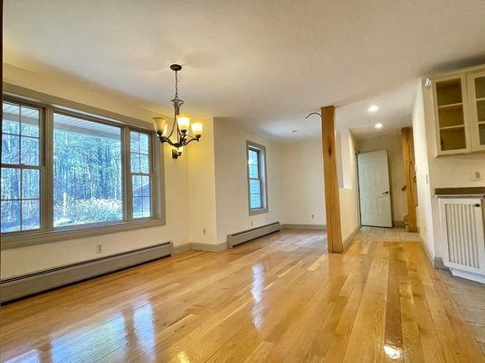 Chandelier, Empty room, Interior, Recessed Lighting, Wood Texture Flooring