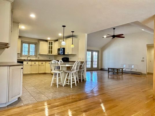 Interior, Kitchen, Pendant Lights, Recessed Lighting, Wood Texture Flooring